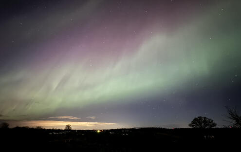 aurora over the field